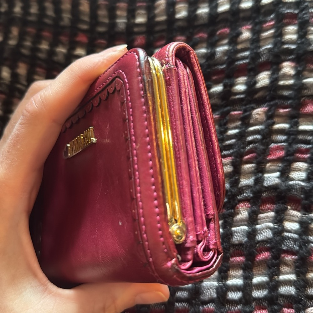 ♥️Great USED Condition Anna Sui Cherry Heart Embellished Red Leather Wallet - Picture 6 of 16